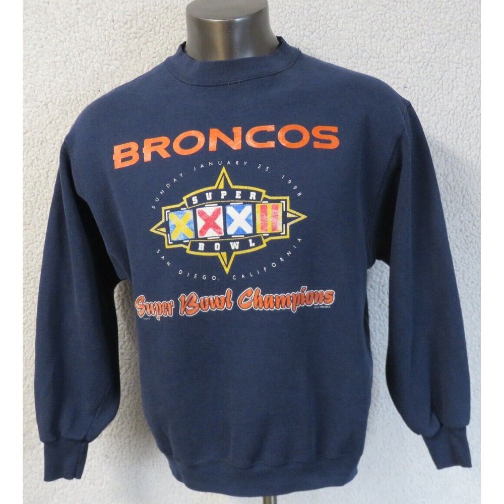 Mens Denver Broncos Crewneck Sweatshirt Size XL Super Bowl XXXII 1998 USA Made